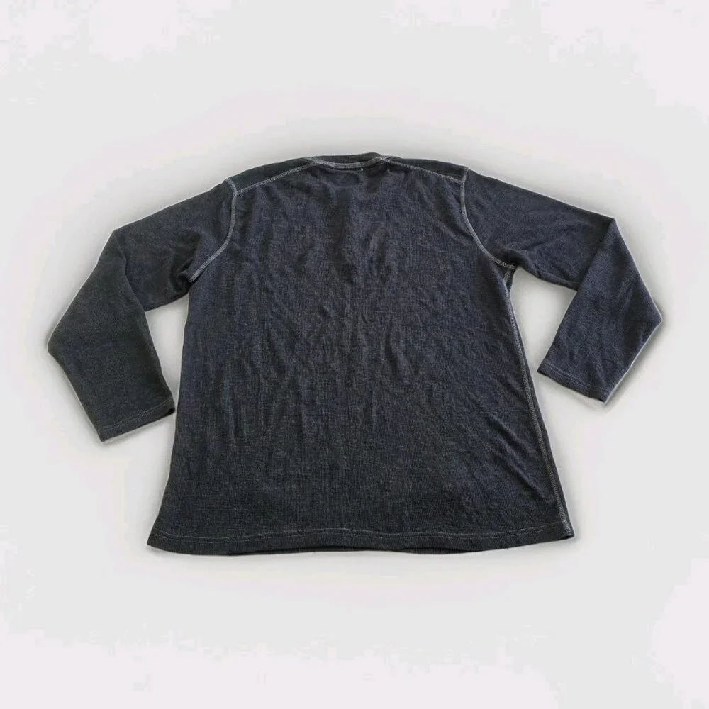 Michael Brandon Henley Men L Gray Cotton Blend Texture LS Casual Cottage Classic